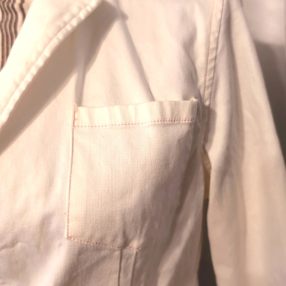 Star Jeans Women's Medium‎ Ivory Single Button Jeans Jacket Zippered Wrists - Picture 3 of 11